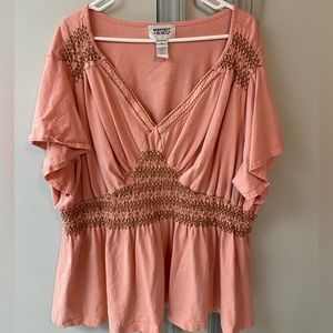 Peach Main Street blues 5X blouse